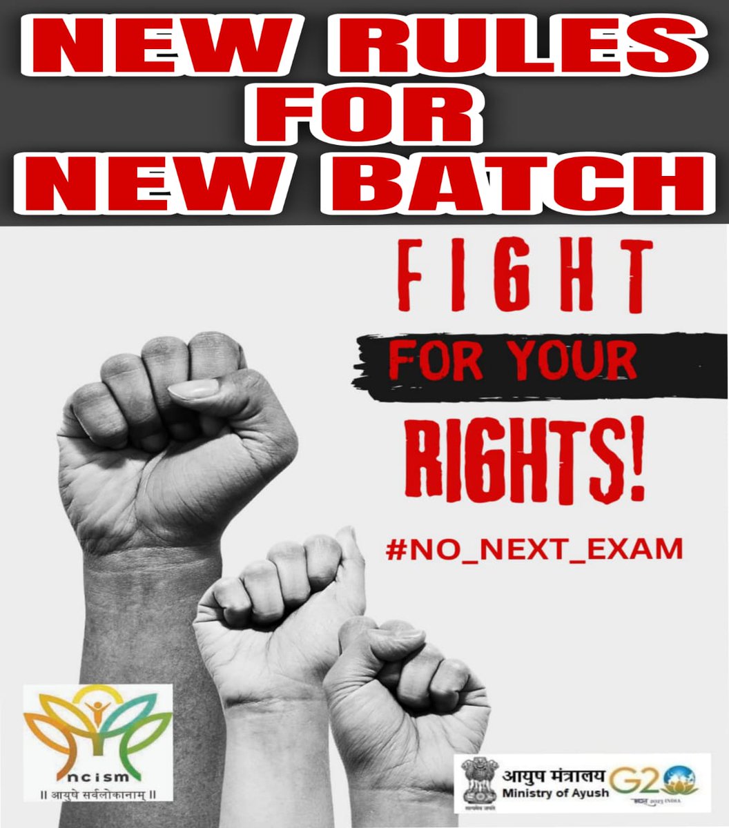 KattaMedicos's tweet photo. NCISM #unacceptable NExt exam should be applicable from 2024 batch onward like MBBS why on all old student who have taken admission on old rules and regulation bringing NExt in the middle of batch is unfair #NEWRULEFROM2024
 @sarbanandsonwal @PMOIndia @moayush @mansukhmandviya https://t.co/f1wOL64UTj