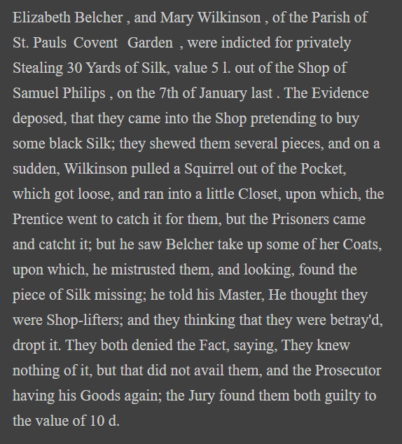 Lee Jackson (@victorianlondon) on Twitter photo I would like to thank <a href="/OldBaileyOnline/">Old Bailey Online</a> for helping me find the best shoplifting distraction technique in the history of crime. I would like to thank <a href="/OldBaileyOnline/">Old Bailey Online</a> for helping me find the best shoplifting distraction technique in the history of crime.