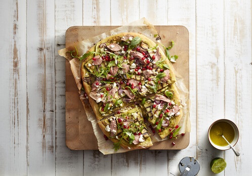 NATIONAL PIZZA DAY 🍕 Celebrate with this delicious Welsh Lamb, pesto and feta pizza - perfect for sharing (or keeping all to yourself!!) See the full recipe: tinyurl.com/ynn9d9rs #NationalPizzaDay #lambrecipes