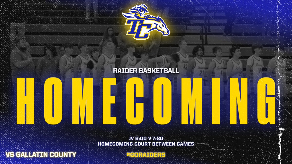 It's Homecoming Night! Raiders host Gallatin County for 31st District basketball action! JV 6, V 7:30! Homecoming events between games! #GoRaiders #RaiderCountry