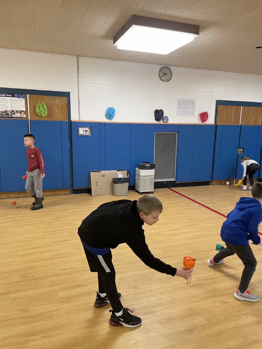 We are working on hand/eye coordination with these fun stations in PE today!  #wheelockians #medfieldps