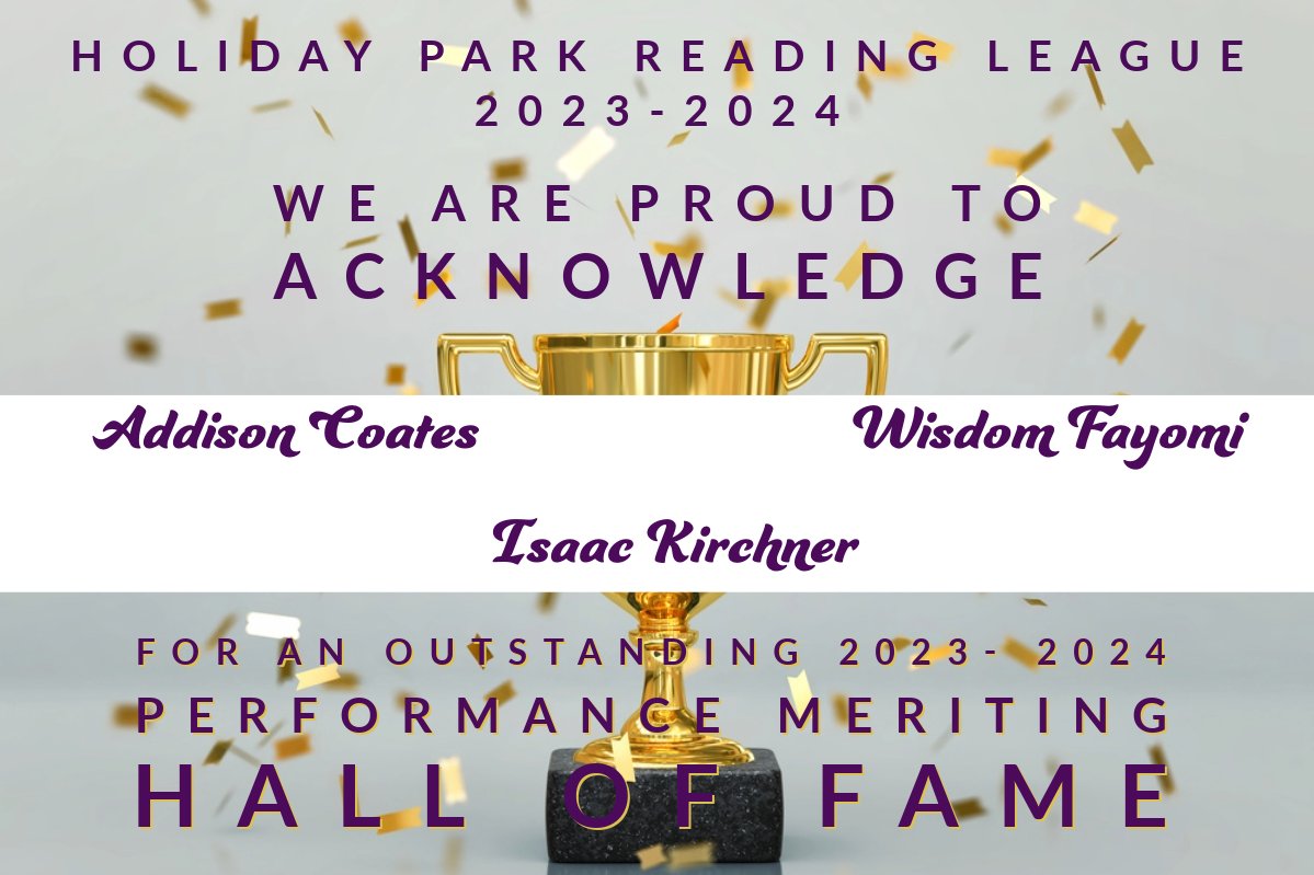 🏆With Great Pride, HPRL has already inducted 3 Hall of Fame Readers in 2023-2024! ALL Cheer for our Reader Leaders at HPI 📷#plumproud #plumlearns #getcaughtreading #workharddreambig #read #readersareleaders
<a href="/HPEPBSD/">Fran Sciullo, D.Ed.</a>
<a href="/PlumTeachers/">Plum Teachers</a>