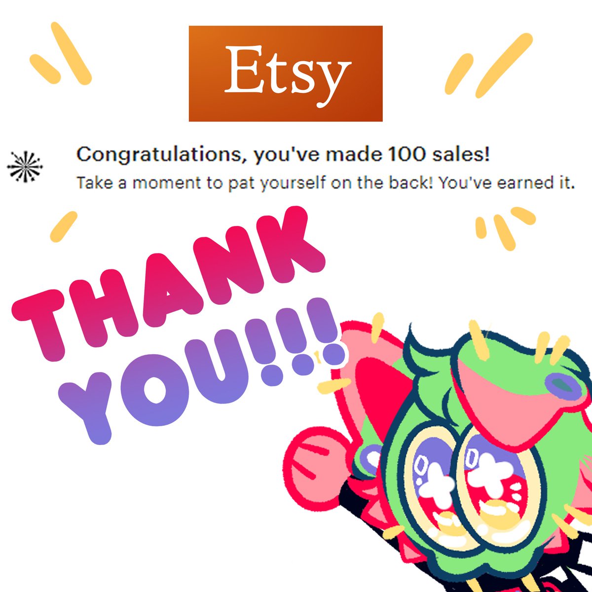 We ended 2023 with 100 sales!!! Thank you so much for the support!!!

I'm gonna be working really hard to create and produce more and cuter art this year.

💖Thank you for your patience 💖