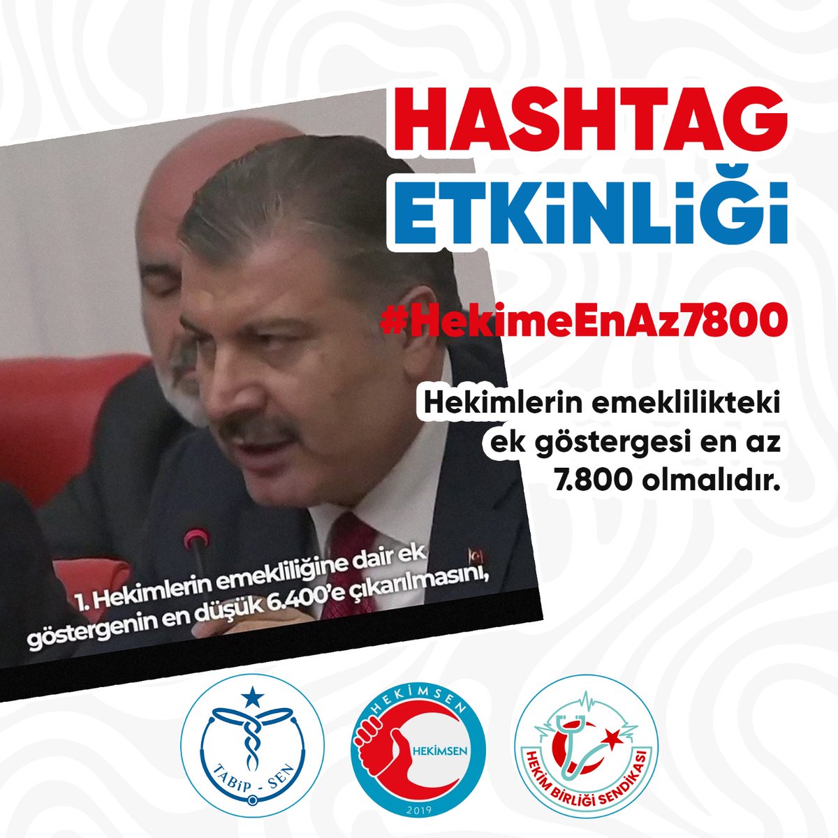 Mesleğini elde ederken de, icra ederken de emek harcayan hekimler, maaş ve emekliliğe yansıyacak en az 7800 ek göstergeyi hak etmektedir. 

#HekimeEnAz7800