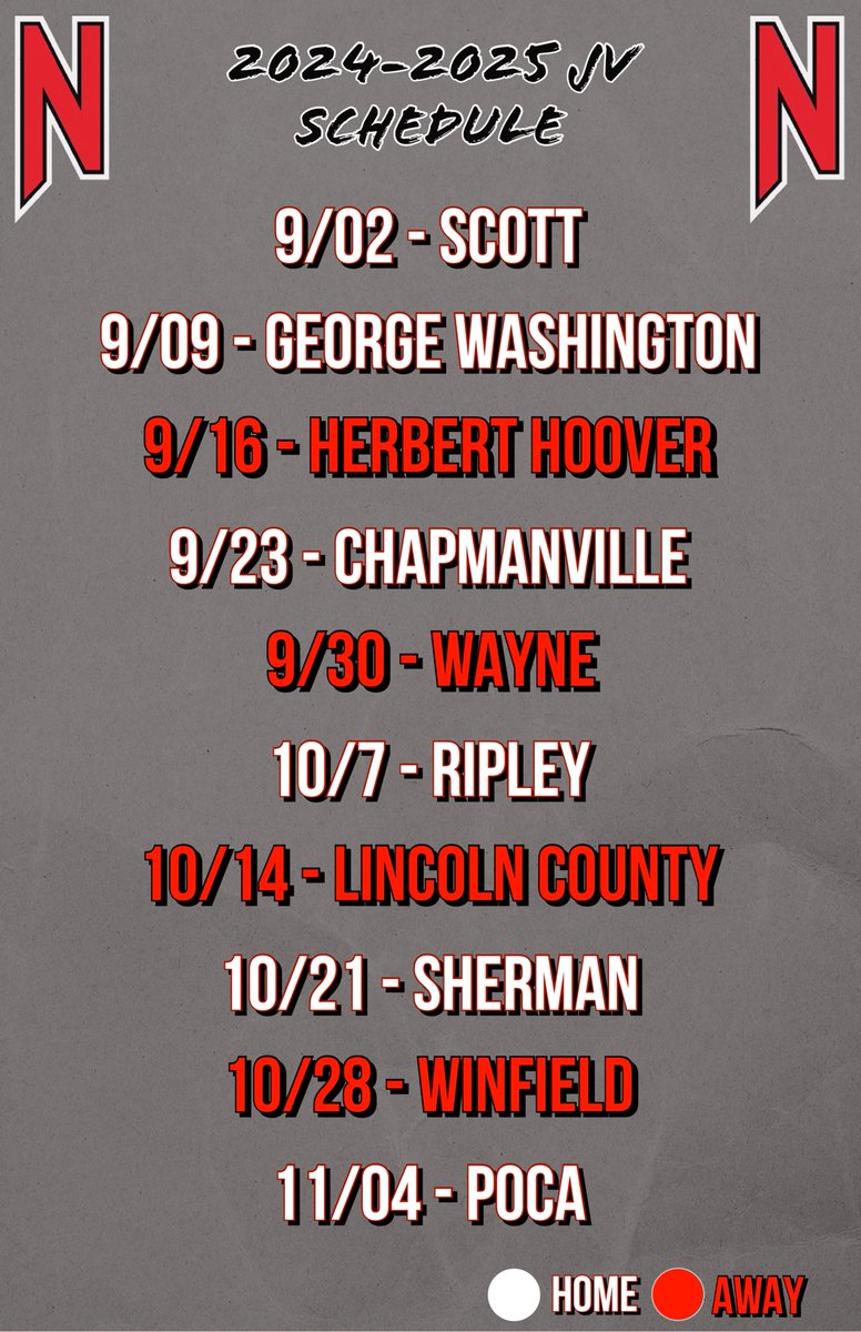 Nitro Wildcats JV schedule will contain 10 games this year! Excited about the numerous amount of younger players coming out and wanting to play so we felt 10 games was only right!

#NewNitro