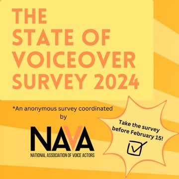 The most important survey in the voiceover industry is BACK! The State of VO Survey returns under the leadership of NAVA. This survey is one of the most important tools our industry has to understand where we stand, and what we need to improve. All responses are completely