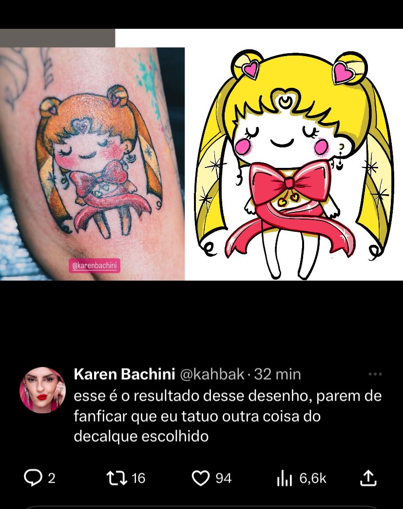 Como tem gente falando que eu menti (obviamente os dois desenho são diferentes e só usei ambos como exemplo, mas parece que a galera é meio burra mesmo pra entender) aqui tá o desenho da tattoo sailor que é plágio de um design original da @MIS0HAPPY