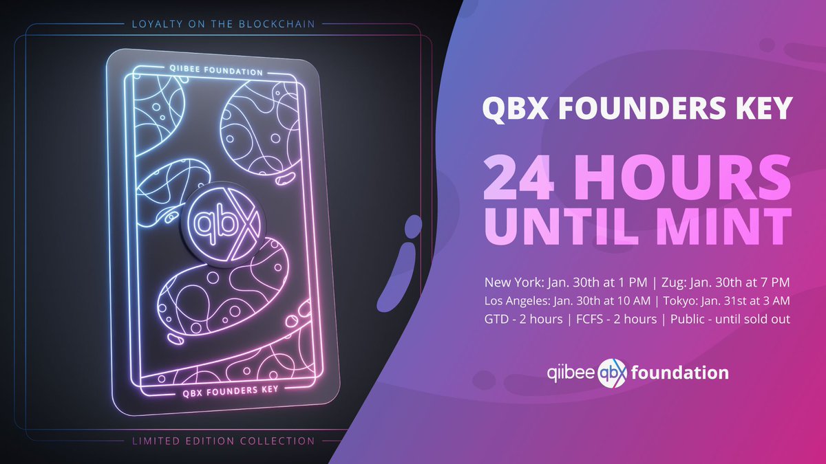 qiibeefdn's tweet photo. Only 24 hours until the QBX Founders Key mint… 

Check your wallets now: https://t.co/wjkMDyALOp

Will you be 1 of the 888 key holders? https://t.co/036pI8B9sS