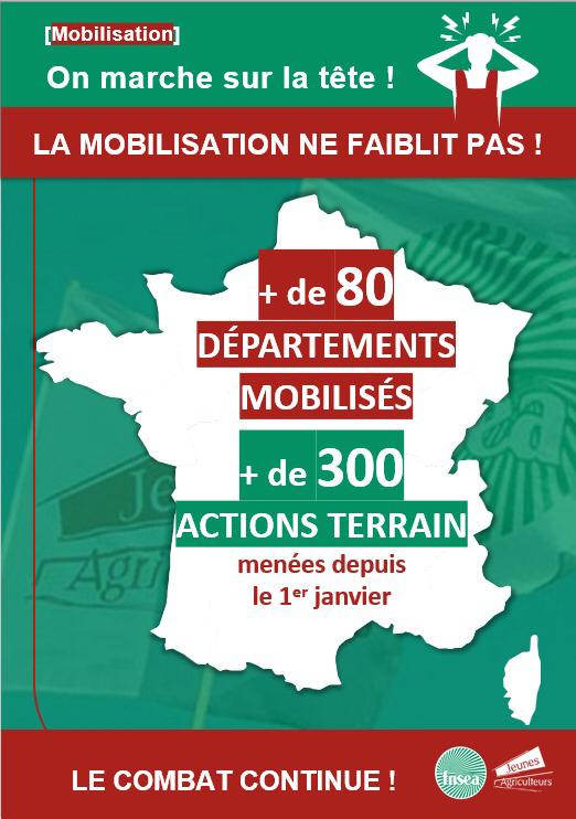 La mobilisation ne faiblit pas durant tout ce mois de janvier ! JA et <a href="/FNSEA/">La FNSEA</a> toujours mobilisés depuis novembre !