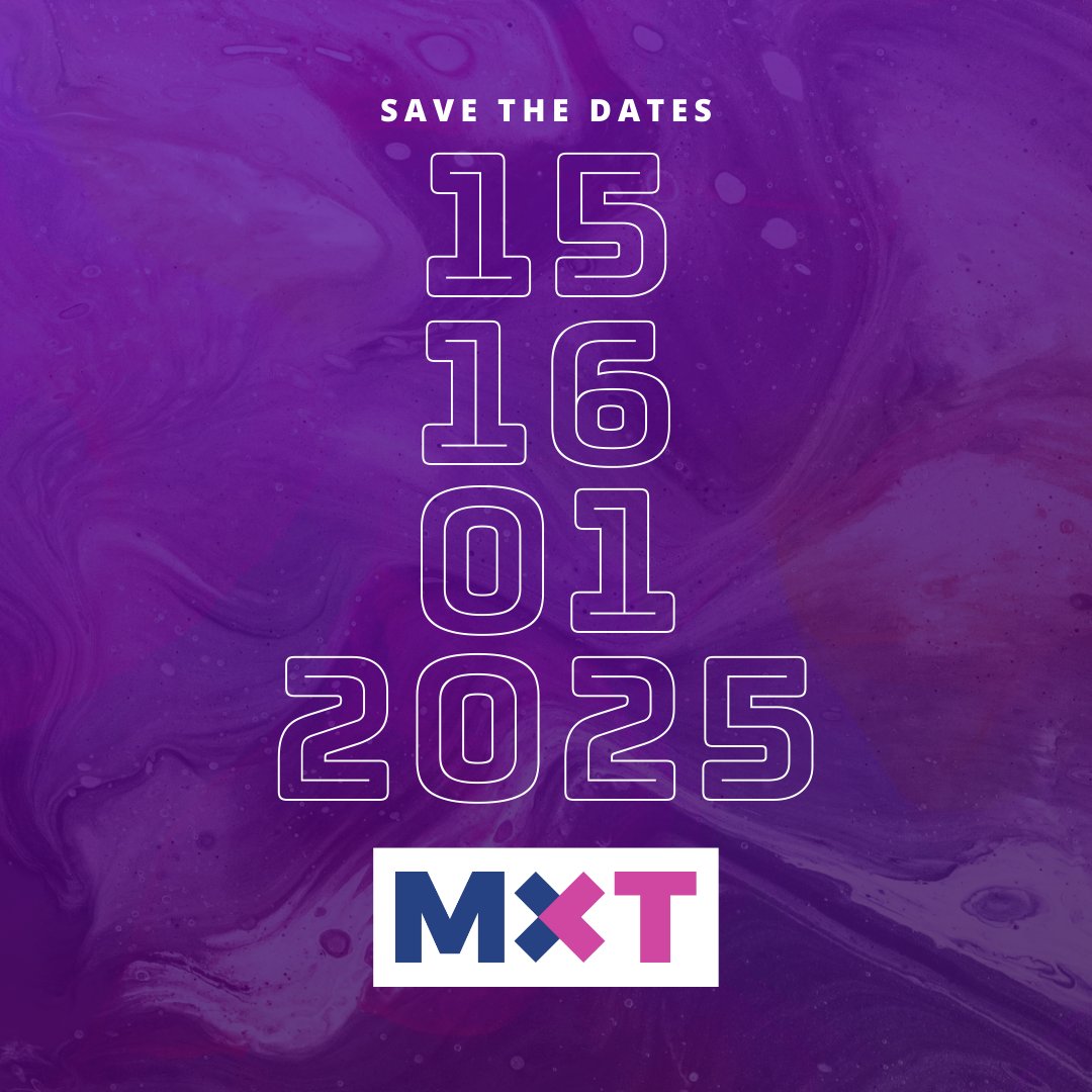 Save the Dates for MXT2025 on 15 - 16 January, 2025!

MXT2025, where innovation meets inspiration. Join us on January 15 and 16, 2025 in Groningen, The Netherlands. 

Pre-registrations open soon!🔜👀 

#MXT2025 #MXTConference #MXT #Entrepreneurship #Conference #Netherlands