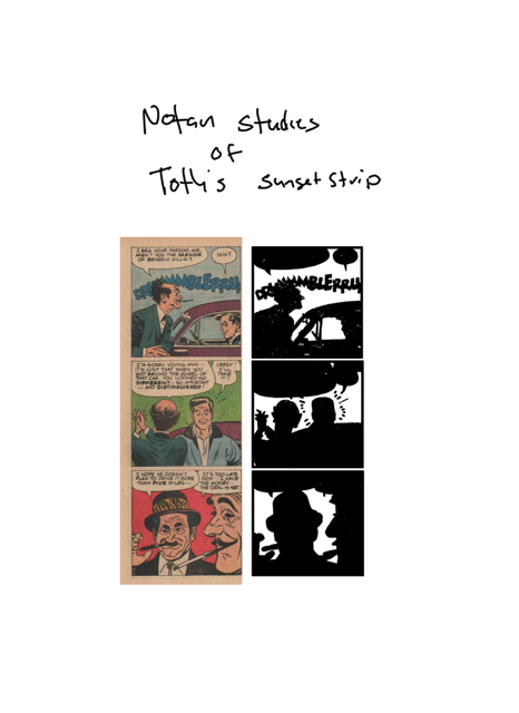 marco949's tweet photo. A good way to study graphic shapes is to do "notan" studies. Here are some from a Toth page showing how well designed his panels were-including balloon and sfx placement https://t.co/ugByPeV98J