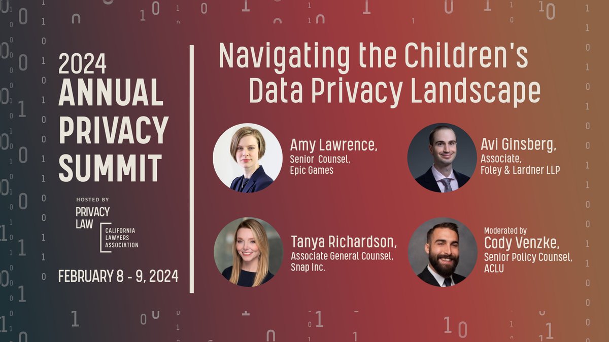 Hear experts break down what’s happening in the children’s privacy space: COPPA NPRM, consent laws passing left and right, cases filed in multiple states, and much more. Register at: calawyers.org/privacy-summit

#CLAAnnualPrivacySummit #AnnualPrivacySummit24 #CLA #childrensdata