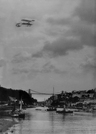 BristolAero's tweet photo. In 1910, the British &amp; Colonial Aeroplane Company arranged for Maurice Tétard and Henri Jullerot, to give a public demonstration of the new Bristol 'Boxkite.'✈️

Tétard flew Stanley White, one of the company directors, as a passenger.

📸Boxkite over Clifton Suspension Bridge https://t.co/dSjwhy6lb3