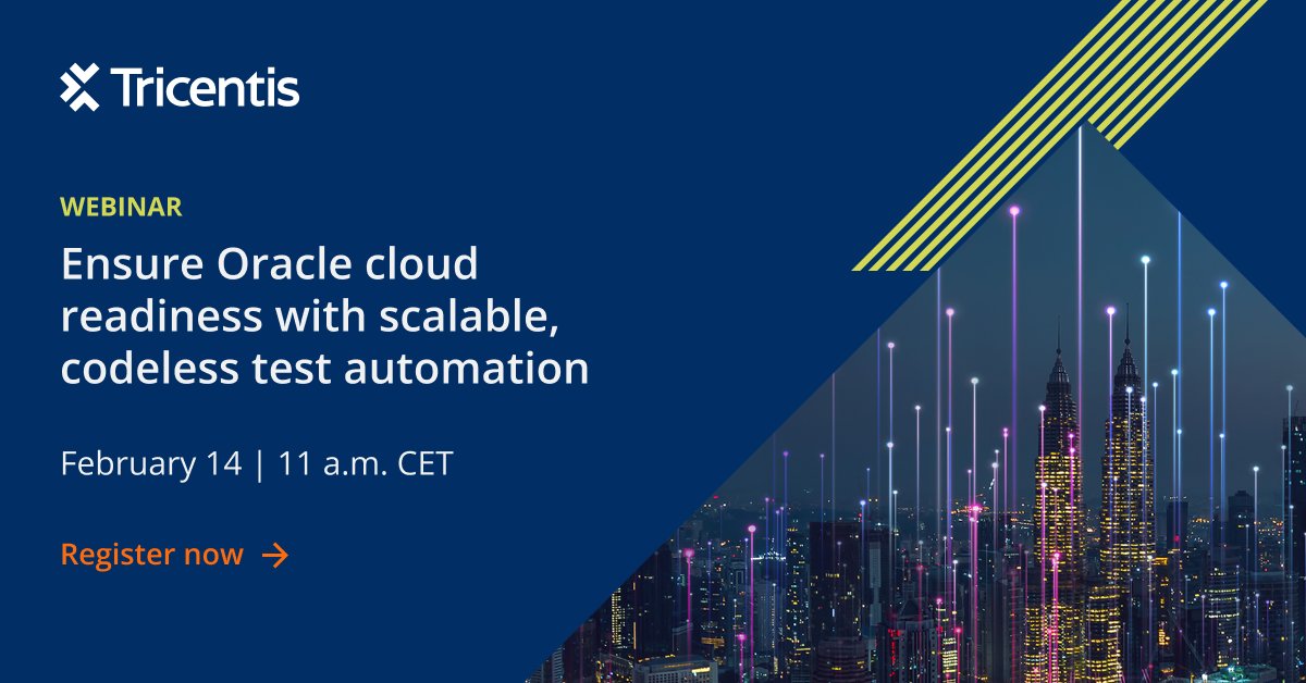 🔐☁️ Unlock #OracleCloud success! 

Join us on February 14 to discover how Tricentis #Tosca, alongside #AI and codeless #testautomation, can help you build a robust #Oracle testing strategy 💻🌐 bit.ly/49bORTP