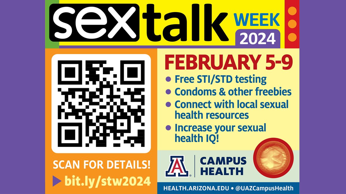 SexTalk Week is one week away! 
Mark your calendars 🗓️
Details: health.arizona.edu/stw2024