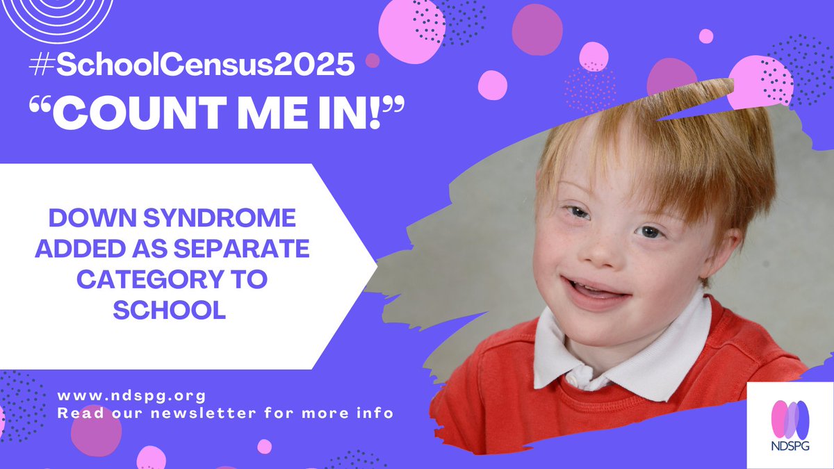 Count us in! Great news that Down syndrome will be included in the School Census from Jan ’25. Find out more here: shorturl.at/deq34 #SchoolCensus2025 #CountMeIn #DownSyndromeAct  @mariacaulfield @educationgovuk #DownSyndrome