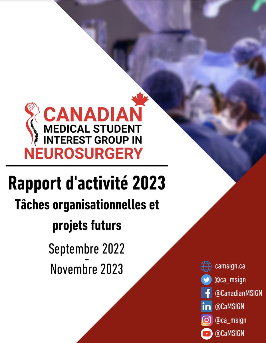 ca_msign's tweet photo. Pleased to announce that our 2023 annual progress report is now also available in French on #CaMSIGN's website. Special thanks to our team, advisory board and #Neurosurgery residents/staff across Canada.
Click on the link below to access it:
https://t.co/cgQdpQXIeo https://t.co/RaU5iUgqen
