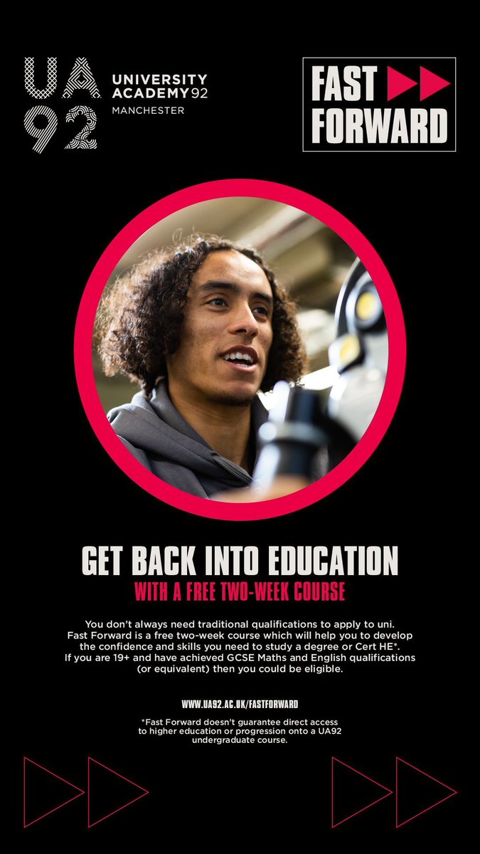 @UA92MCR are launching a free 2 week access course to get back into Higher Education! This is aimed young people who might not have the traditional qualifications, but have the potential and are looking for a way to fast forward a new direction and future career. More info 👇