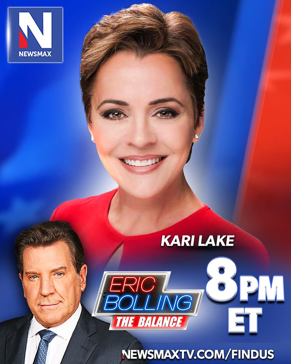 TONIGHT: Kari Lake will join 'Eric Bolling The Balance' to discuss latest developments in border states amid the Biden-Texas dispute, and more — 8PM ET on NEWSMAX. WATCH: newsmaxtv.com/findus @KariLake