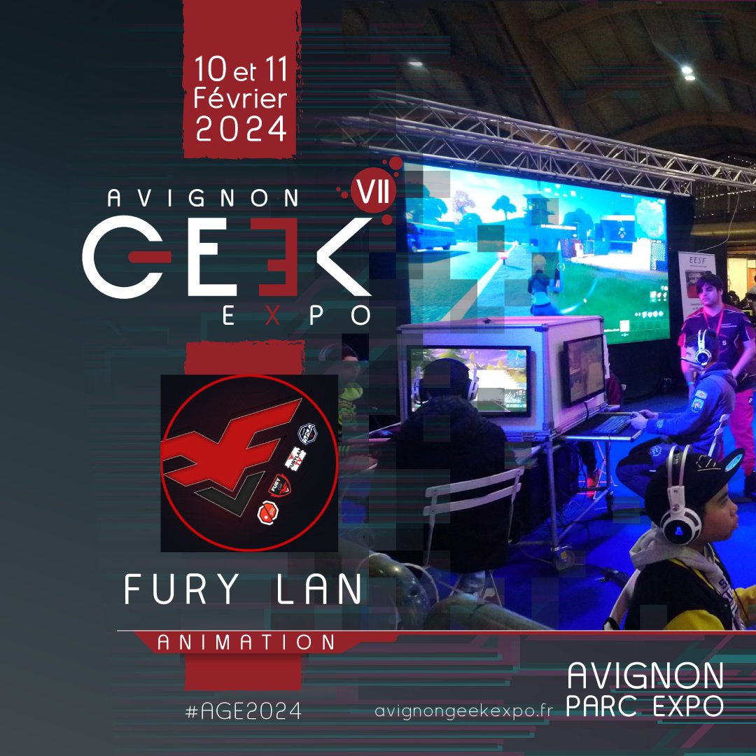 Les gamers auront rendez-vous avec <a href="/FuryVS_/">FuryVS | VFC | 憤激🆚</a> les 10 et 11 février pour notre 7eme édition !

Notre billetterie ➡️ avignongeekexpo.fr/billetterie/

#gaming #furylan #parcexpoavignon #avignongeekexpo #age2024 #geekexpo