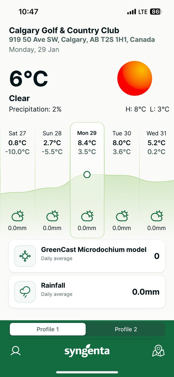 mleggturf's tweet photo. 🇨🇦Winter can be so sporadic 🎢 The days of turning down your Agronomic radar over ❄️seem to be fleeting. For those away at #GCSAAConference this week, it’s comforting to have key weather/agronomic metrics, at a glance, the help manage remotly #Turfadvisor @SyngentaTurfCA https://t.co/AmqwgyZTi4
