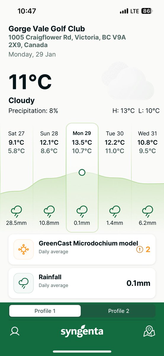 mleggturf's tweet photo. 🇨🇦Winter can be so sporadic 🎢 The days of turning down your Agronomic radar over ❄️seem to be fleeting. For those away at #GCSAAConference this week, it’s comforting to have key weather/agronomic metrics, at a glance, the help manage remotly #Turfadvisor @SyngentaTurfCA https://t.co/AmqwgyZTi4