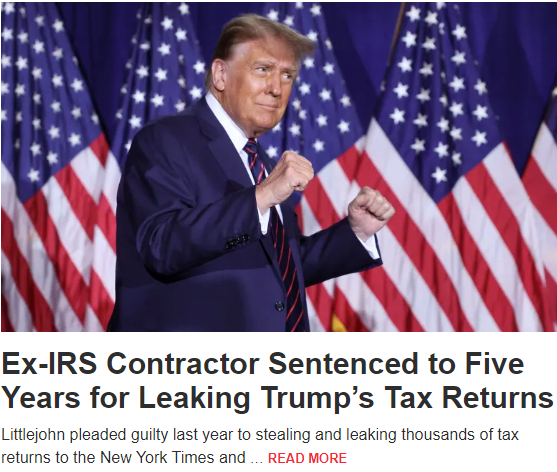 Former #IRS contractor #CharlesLittlejohn has been sentenced to five years in prison for #STEALING & #Leaking former #PresidentDonaldTrump’s #TaxReturns. U.S. District Judge #AnaReyes, who was appointed by #Biden, issued Littlejohn’s sentence on Monday.
He also must pay a $5,000