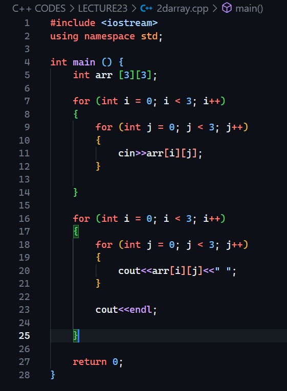 vikash_code's tweet image. 26/100 Days of learning DSA in Cpp.

Learnt about - 2D array, searching in 2d array, in 2d array  how elements are stored in memory.

#100DaysOfCode
#LearnInPublic
#DSA