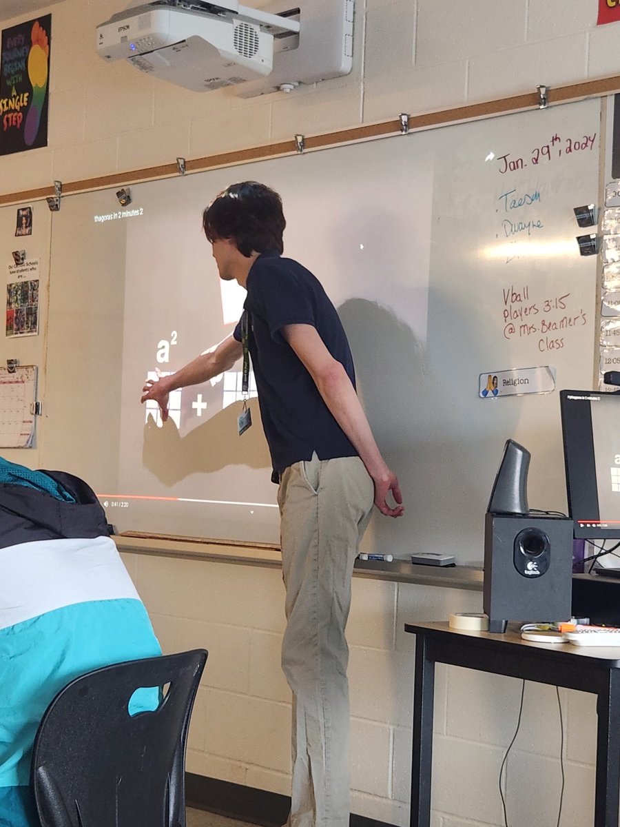 Our awesome Student Teacher, Mr. L Teaching Pythagoras' Theorem.<a href="/svdptiger/">St. Vincent de Paul</a>