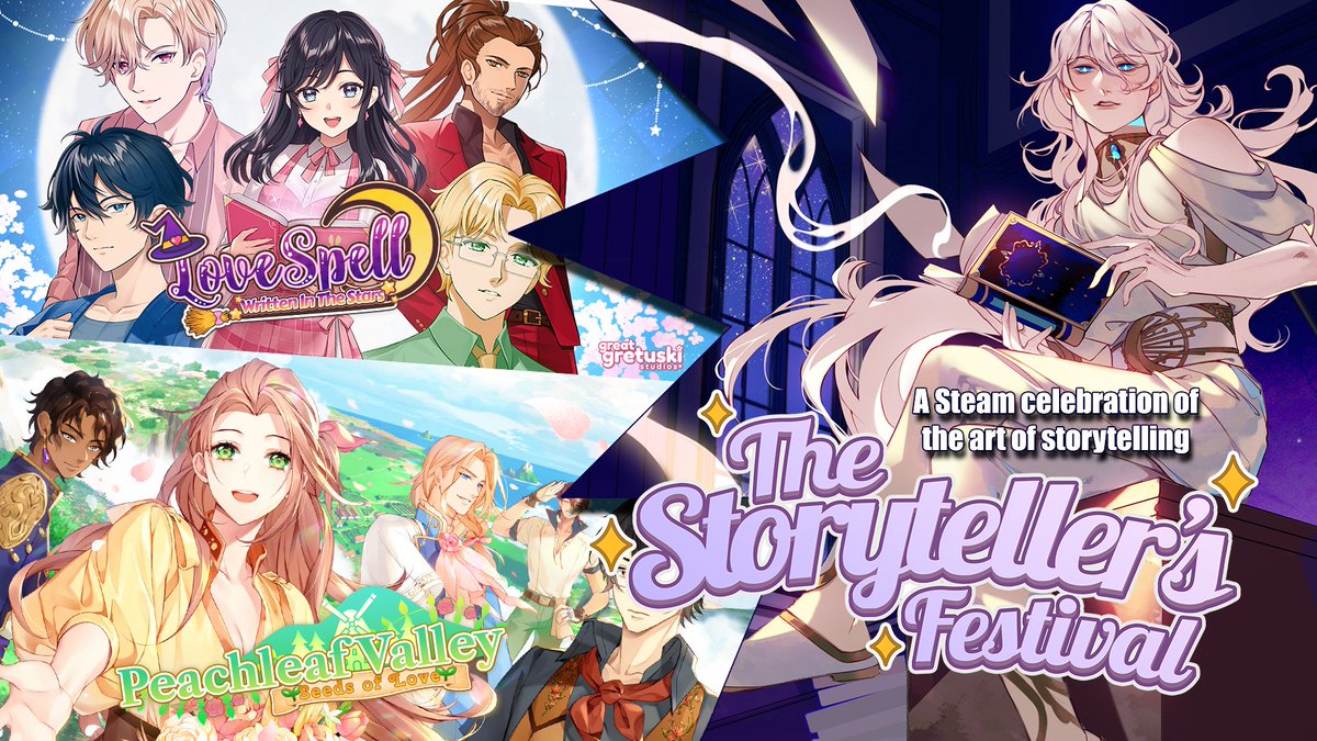 We're very excited and honored to be a part of Steam's #TheStoryTellersFestival hosted by @TwoHalfStudios!👑 All of our games, DLCs, digital artbooks & more are discounted until Feb 4th to celebrate! ✨🛍️ Join us alongside lots of other amazing developers for a week of fun!🎁💖