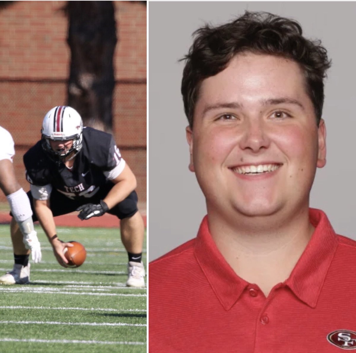 MIT Football alum Peyton Greve (‘22) is headed to the Super Bowl! The former Engineer OL is a Football Systems Personnel Analyst with the @49ers. Best of luck in the big game, Peyton! #RollTech🏈🏆🎉🦫 @peytongreve3