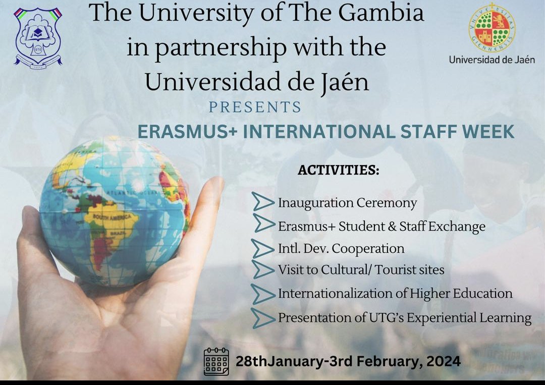 kontehgraphics's tweet photo. The Erasmus+ International Staff Week is in full swing as the University of The Gambia hosts Universidad de Jaèn for a week-long collaboration. The aim is to fortify the partnership between the two universities. @kontehgraphics will be capturing the essence of this event. https://t.co/ZuW9Ug7pxg