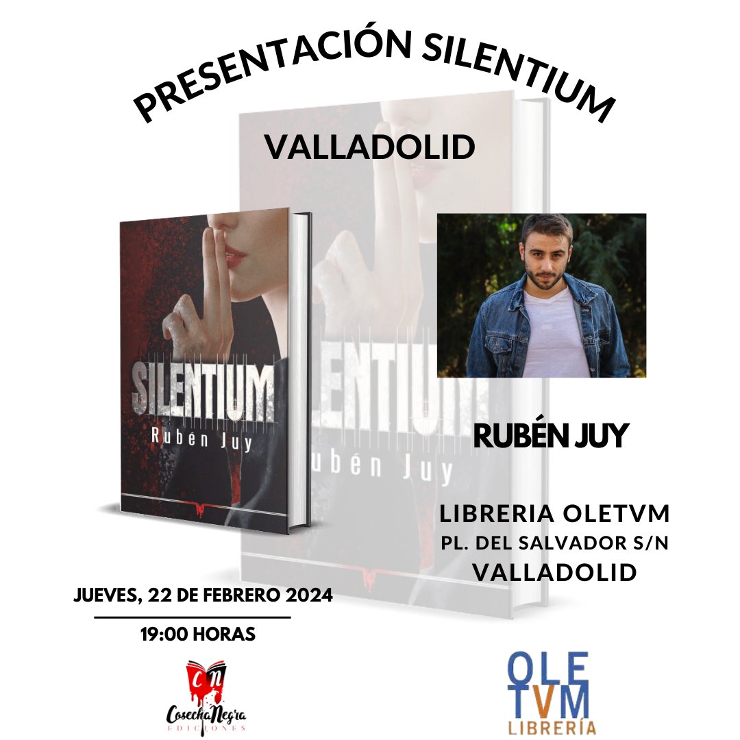 Rubén sigue conquistando ciudades con su libro SILENTIUM.  Esta vez podréis disfrutar de su presencia en la Librería OLETVM en Valladolid el 22 de febrero.  Organizaros que aún estáis a tiempo.  #silentium #rubenjuy #libreriaoletvm