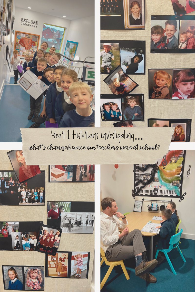 Our Year 1 Historians interviewed adults around school about their time at school to find out what has changed. They used photographs of the teachers when they were at school to launch an exciting information gathering afternoon 📷🪁  #community #worth