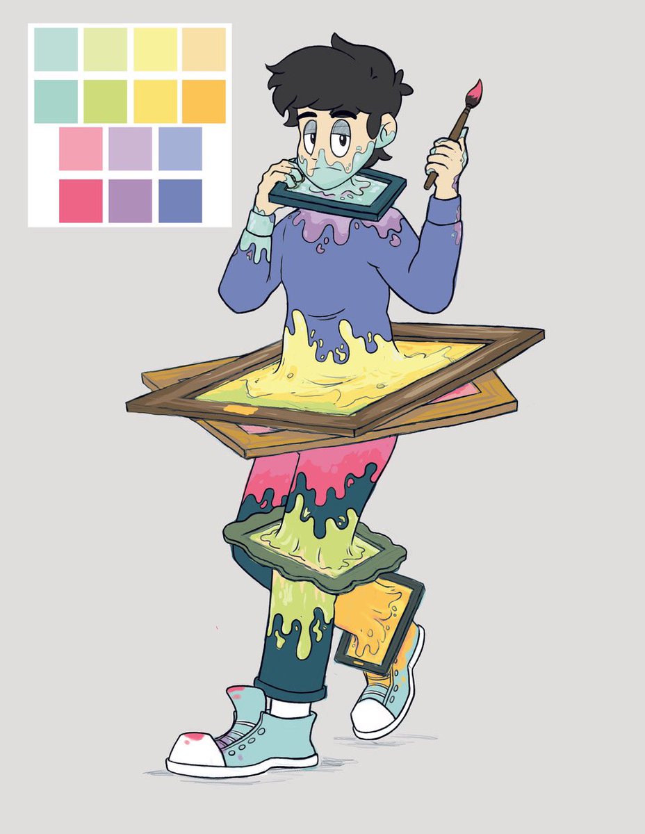 Working on a self portrait for an artist group chat. Theme is “pastel museum”