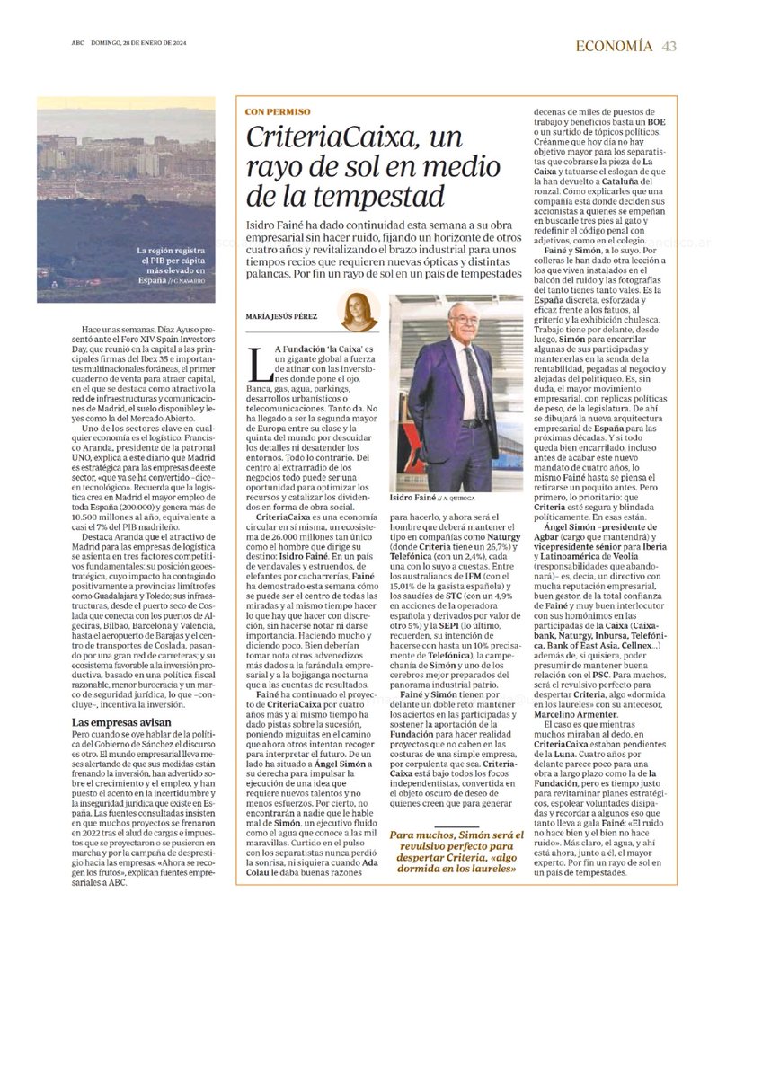 FArandaManzano's tweet photo. 📰 #DIARIOABC | Analizo en @abc_es el potencial que ofrece #Madrid a las empresas de logística y transporte.
🗣️ El atractivo de la región se asienta en tres factores competitivos fundamentales: posición geoestratégica, infraestructuras y un ecosistema favorable a la #inversión.
@salcelay1
@Transportes_CM
@EmpleoCMadrid
@investinmadrid
@_CEIM_
@mgarridocierva
