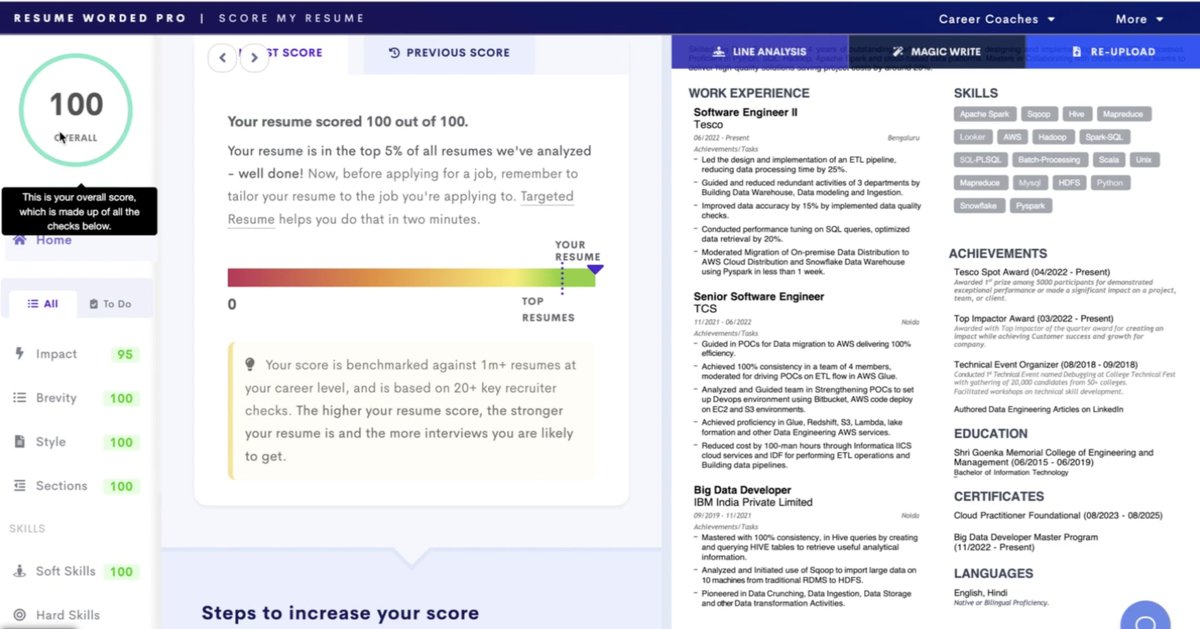 bigdatasumit's tweet image. Get 10X more Interview calls - ATS Score 38 to 100

I&apos;m giving you free access to my session where I will show how to optimize your resume &amp;amp; take the ATS score from 38 to 100. 

yes you heard it right, a fully ATS compliant resume with 100 score.

This will help you get 10X more…