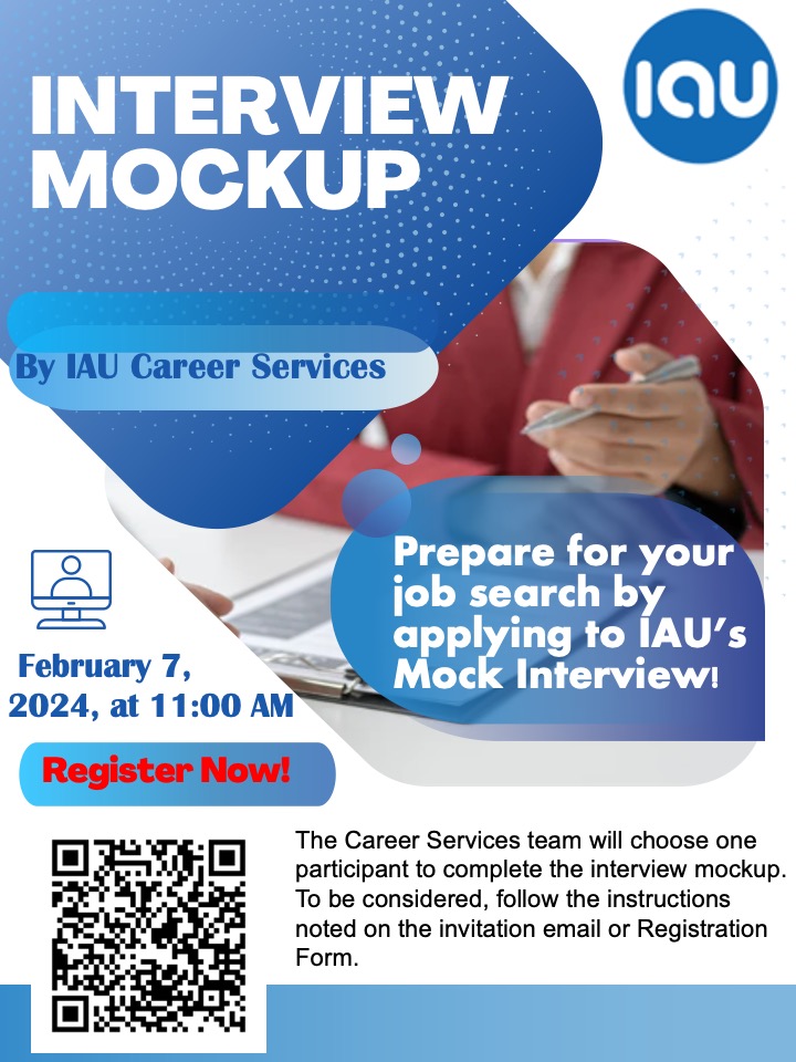 iau_la's tweet photo. Are you ready to level up your interview skills and shine in your next job opportunity? 

Join us for the IAU Interview Mockup on Wednesday, February 7, 2024, at 11:00 a.m. PST via Google Meet!

To RSVP, please visit: https://t.co/CxmDebrgwX https://t.co/rwhbIaM6zv