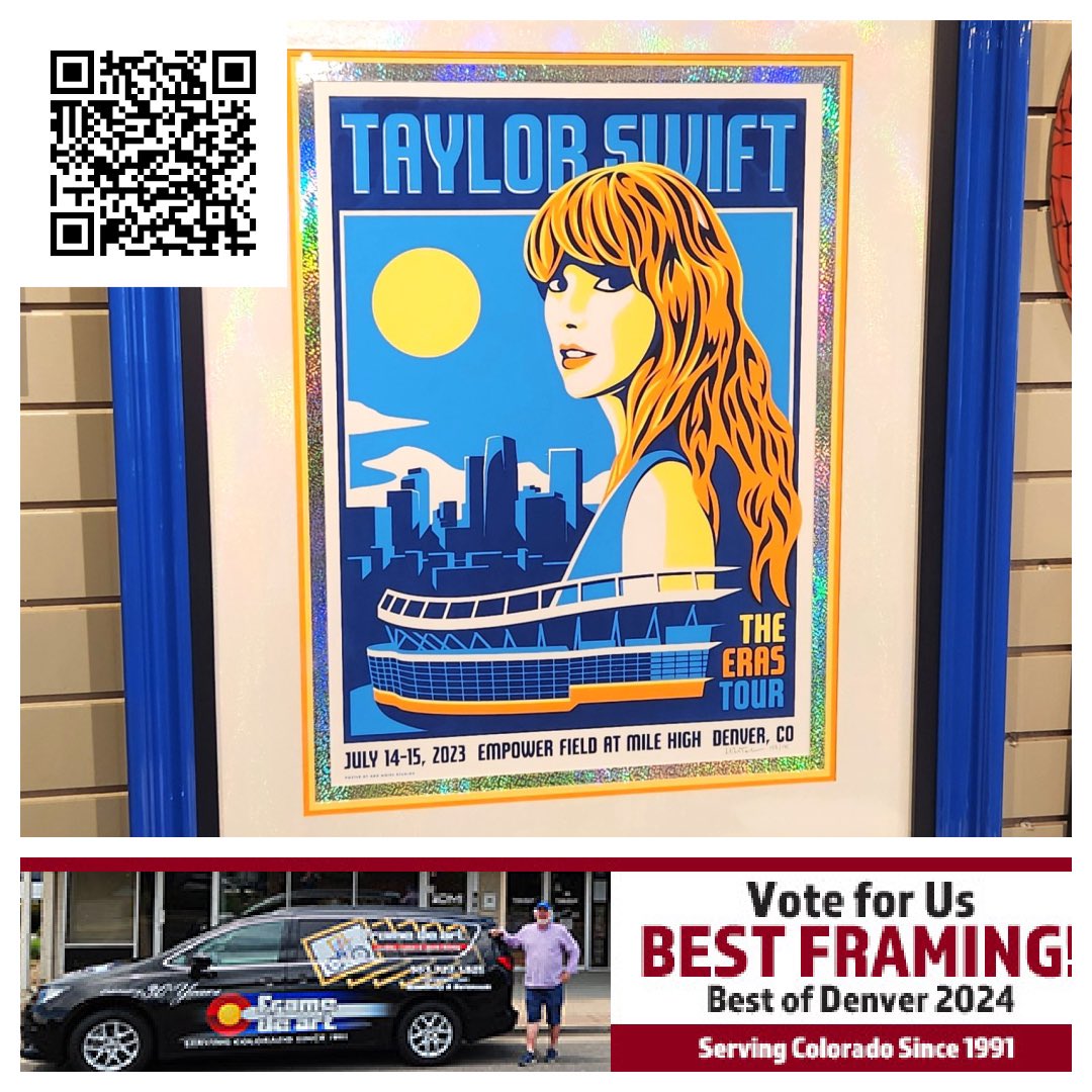 FrameDeArt's tweet image. Frame de Art is nominated for Westword’s 2024 Best of Denver under Best Framing!  Taylor Swift would love your vote!   Scan the QR Code, or click this link!  westword.com/best-of-denver…

#BestFraming #BestofDenver #Westword #BOB #BestofBest #Denver #Colorado #framing #customframing