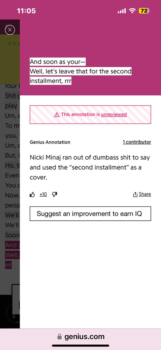 whoever annotated the genius lyrics of big foot seriously needs an award