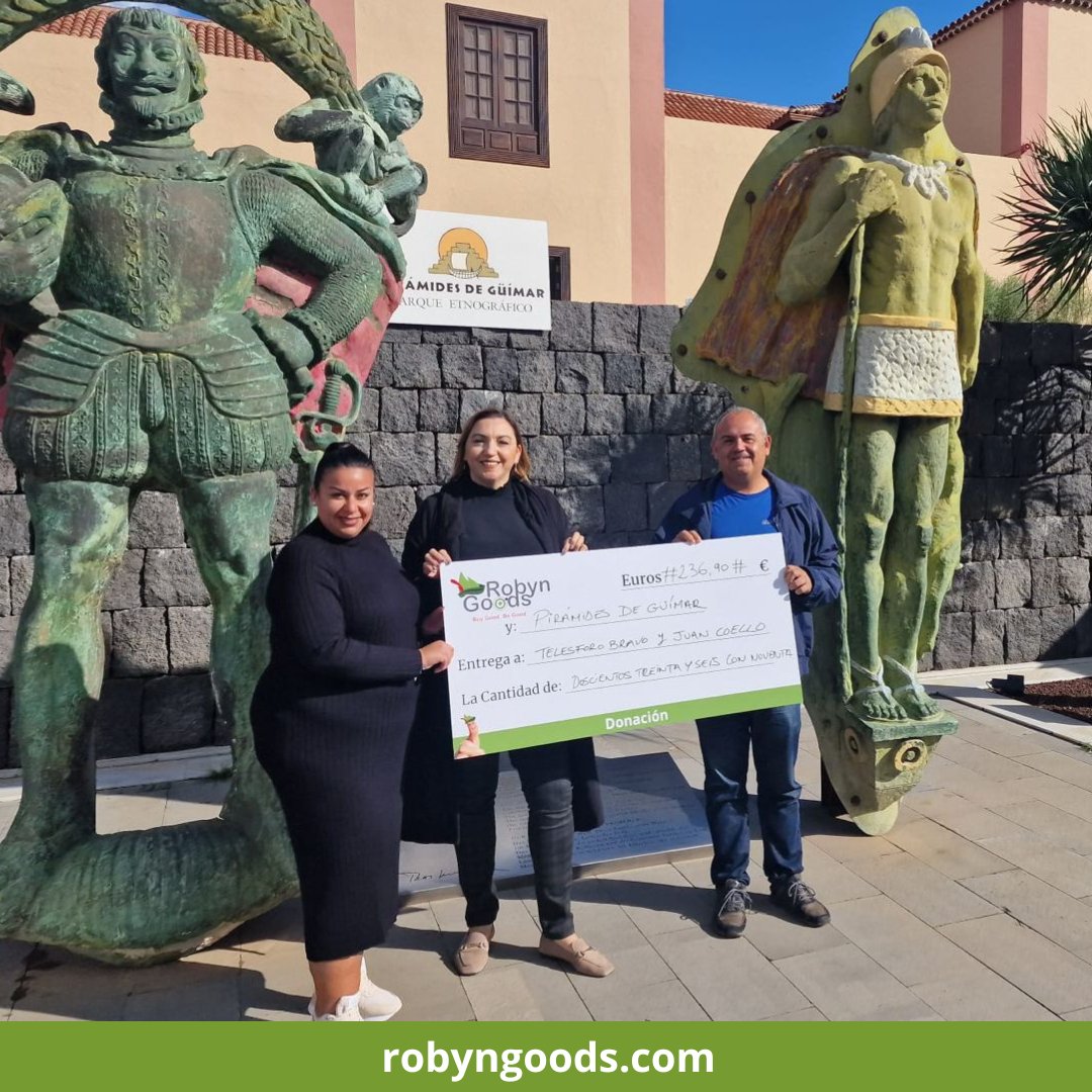 robyngoodscom's tweet photo. 💷 Nueva entrega de #chequesolidario de #RobynGoods 

🔝@PiramidesGuimar  apoya a la Fundación @BravoTelesforo : solidaridad y ciencia.

+info➡️ https://t.co/jHMTshdMY4

#BuyGoodBeGood
#ReinyecciónEconómica
#TercerSector https://t.co/R54yBGOXqY