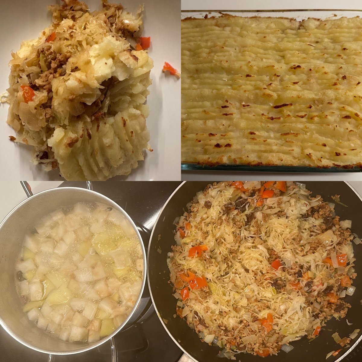 Brandhout's tweet photo. Eet smakelijk allemaal! Zelf gaat dat zeker lukken! Heerlijk stamppotje anders gemaakt met zuurkool. Is echt weer smullen geblazen! Is voor aardig wat personen maar vermoed dat t vanavond al op gaat ๐. #smullen #topkok #vegetarisch https://t.co/eYEPt1F53f