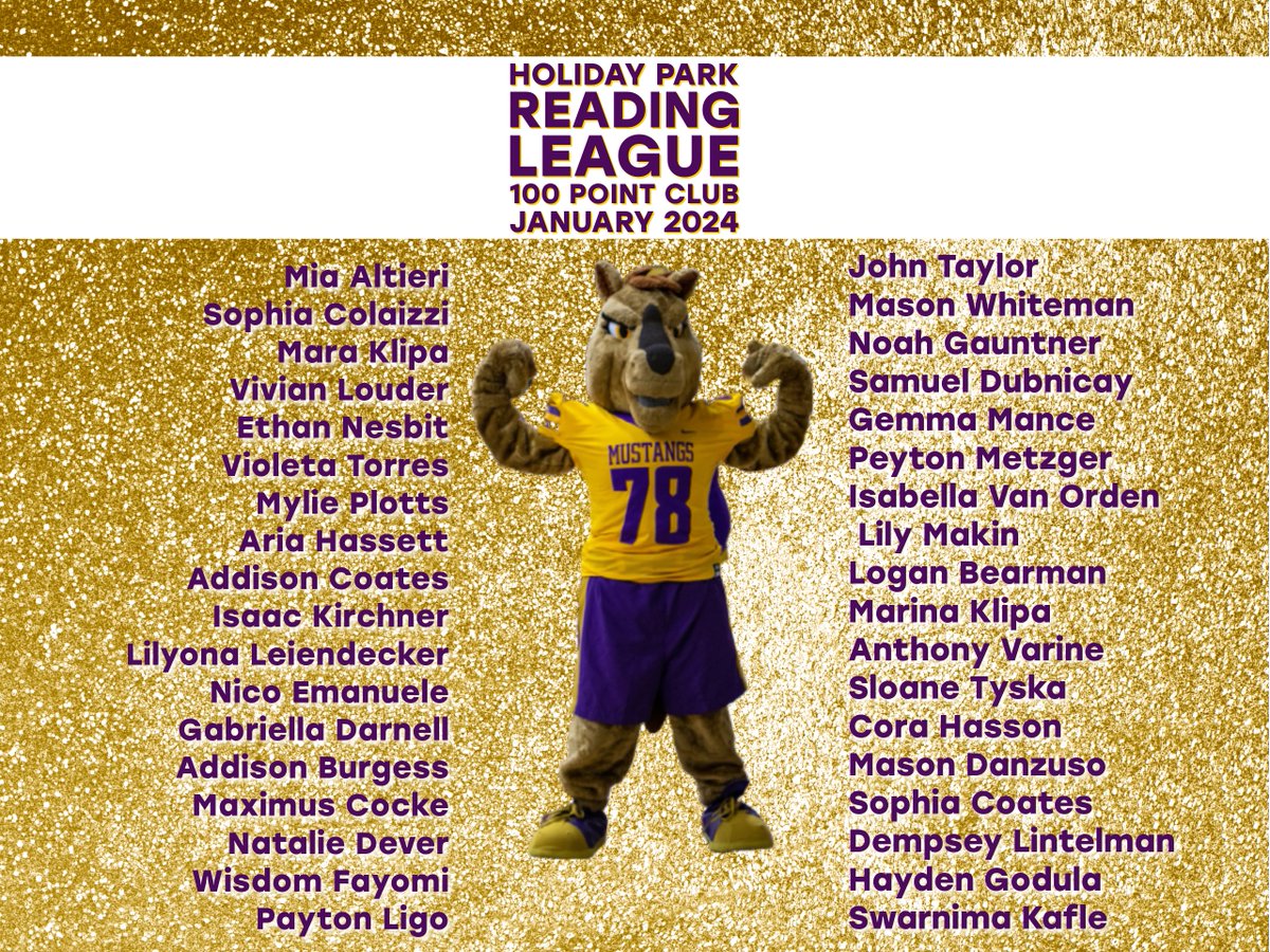 📚HPRL Announcement! Introducing our outstanding 🌟36🌟members of the  Holiday Park Reading League 100 Point Club for January 2024!  WAY TO GO HPRL!  Please share this fabulous student news!💫
<a href="/HPEPBSD/">Fran Sciullo, D.Ed.</a>
<a href="/PlumTeachers/">Plum Teachers</a>