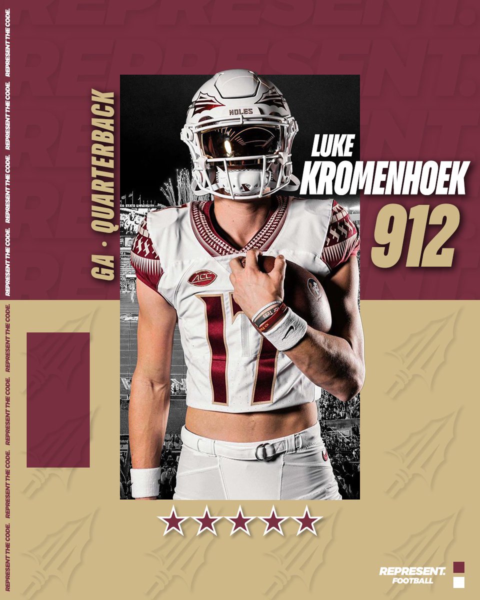 RepresentThCode's tweet photo. 912 x @LukeKromenhoek
⭐️⭐️⭐️⭐️⭐️ | QB | @FSUFootball
https://t.co/4ktzkV4cfV
#912Represent
#RepresentFootball
#RepresentTheCode https://t.co/HjfSKrvMp0