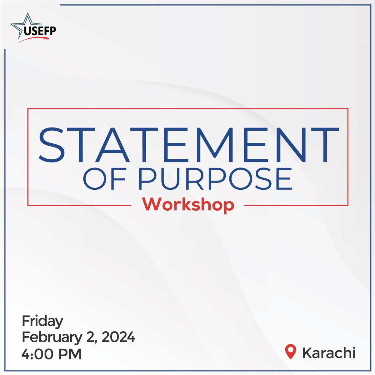 USEFP is organizing two SOP workshops on February 2 in Lahore and Karachi to help applicants draft their essays. Register here ⬇️ For Lahore: educationusa.pk/signup/EventDe… For Karachi: educationusa.pk/signup/EventDe… #USEFP #Fulbright #SOP #StudyInUSA #HigherEducation #USPAK