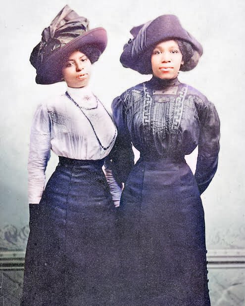 AfricanArchives's tweet image. Harriet Tubman's great nieces, Eva and Alida Stewart, 1910.