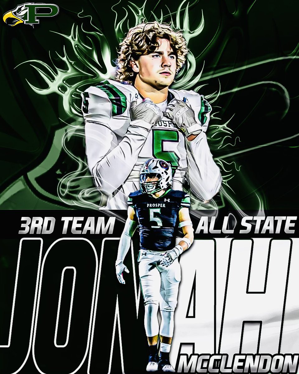 Honored to be recognized as 3rd team all state! @Coach_Hill2 @ProsperEaglesFB @ProsperRecruits @CoachCPetersen