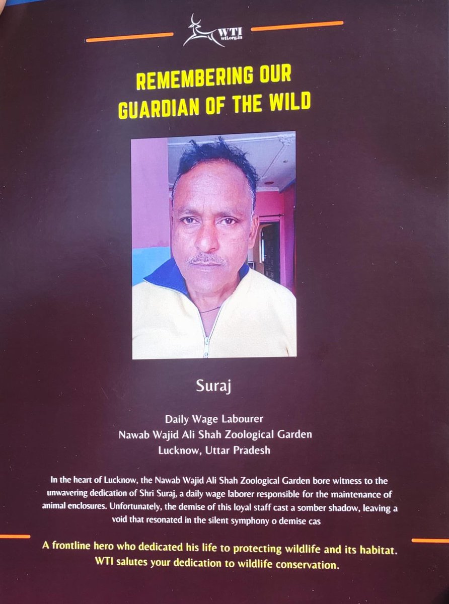 Wildlife Trust of India, have contributed Rupees 5 lakh as ex gratia for Suraj’s dependents and their well-being in this difficult time.(2/2)