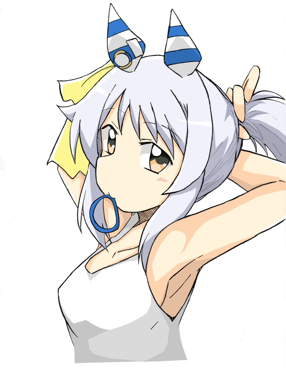 ウマ娘「ポニテミラ子#ウマ娘 #ヒシミラクル 」|しかられみみのイラスト
