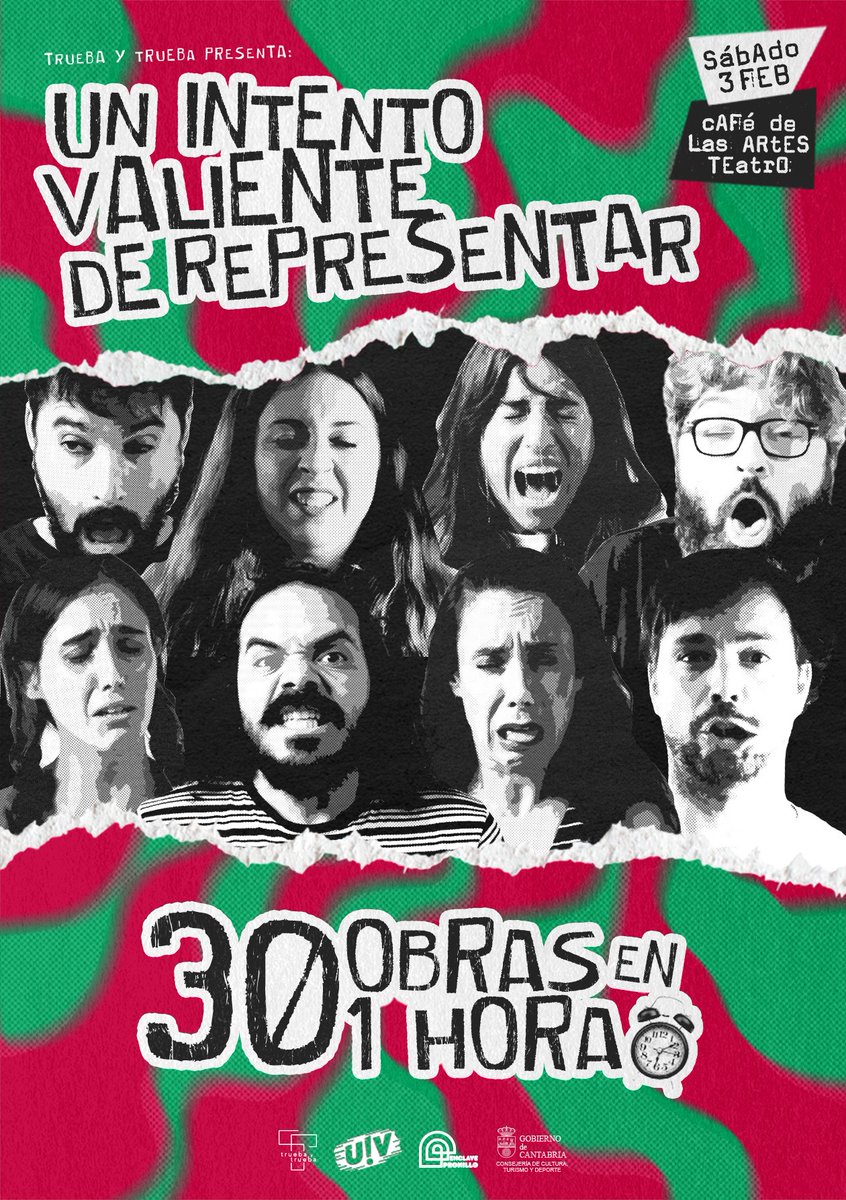 Este sábado vuelve al @CafedelasArtesT de Santander 'Un intento valiente de representar 30 obras en 1 hora'. La obra en la que el reparto intentará: 

🎭 Representar 30 obras
⌛️ En 60 minutos
🖐️ En el orden que dicte el público

🎟️ Entradas: entradium.com/events/un-inte…